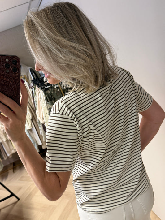 Shirt Bonjour Streep Bruin Ecru