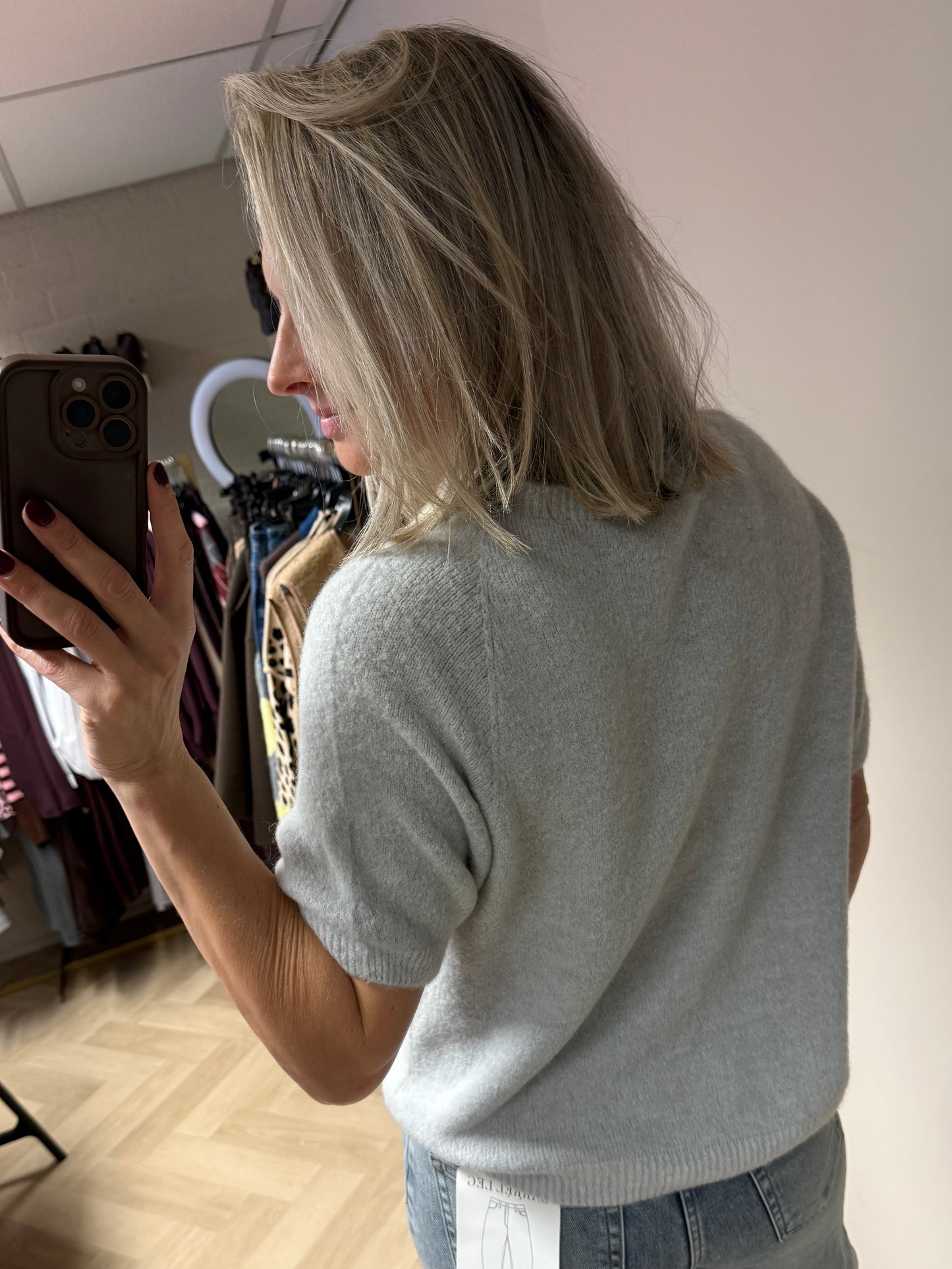 Trui Claudia Korte Mouw Alpaca Lichtgrijs