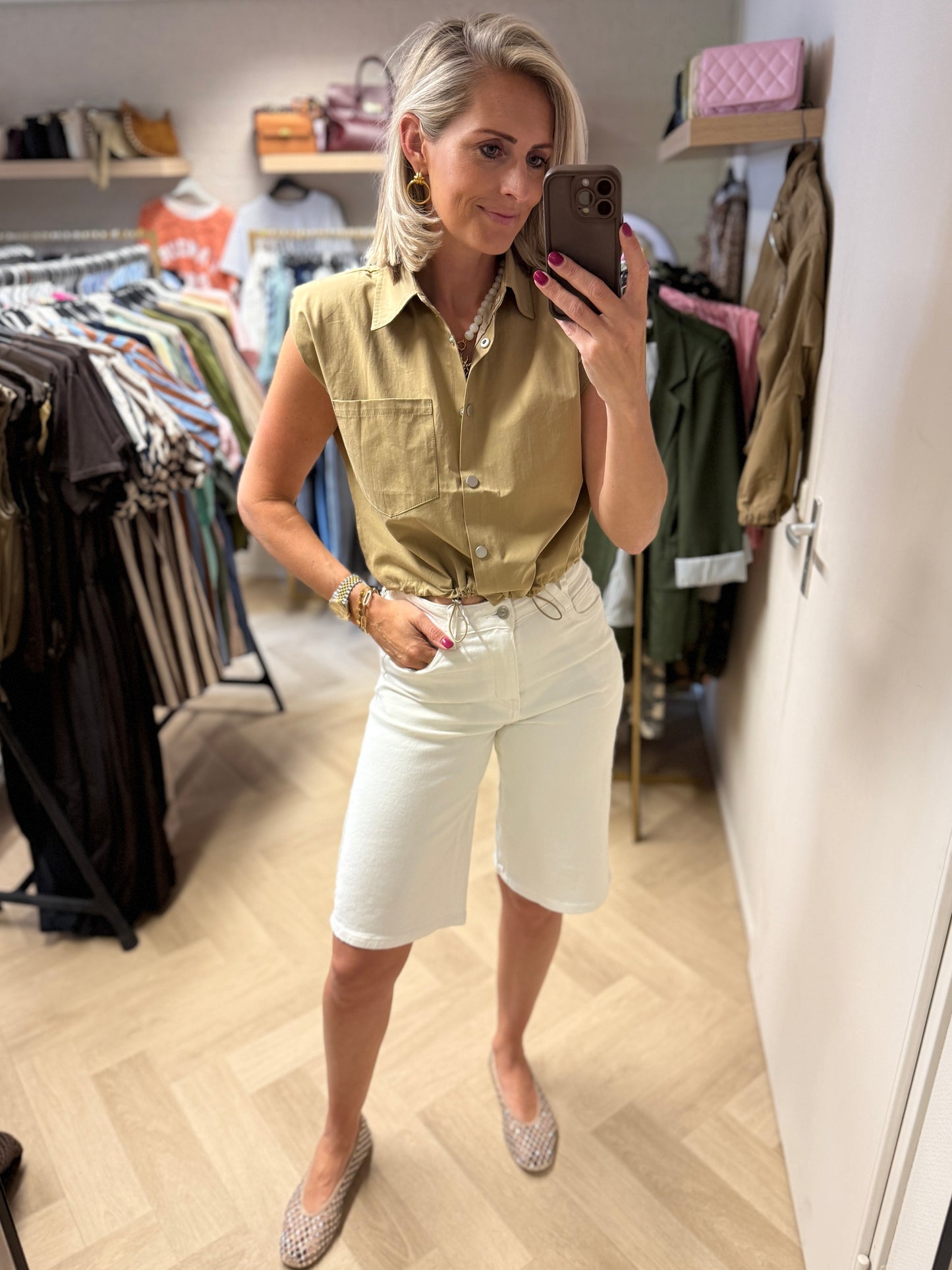 Vest Maura Drukknopen Camel