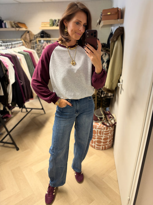 Sweater Raglan Grijs Bordeaux
