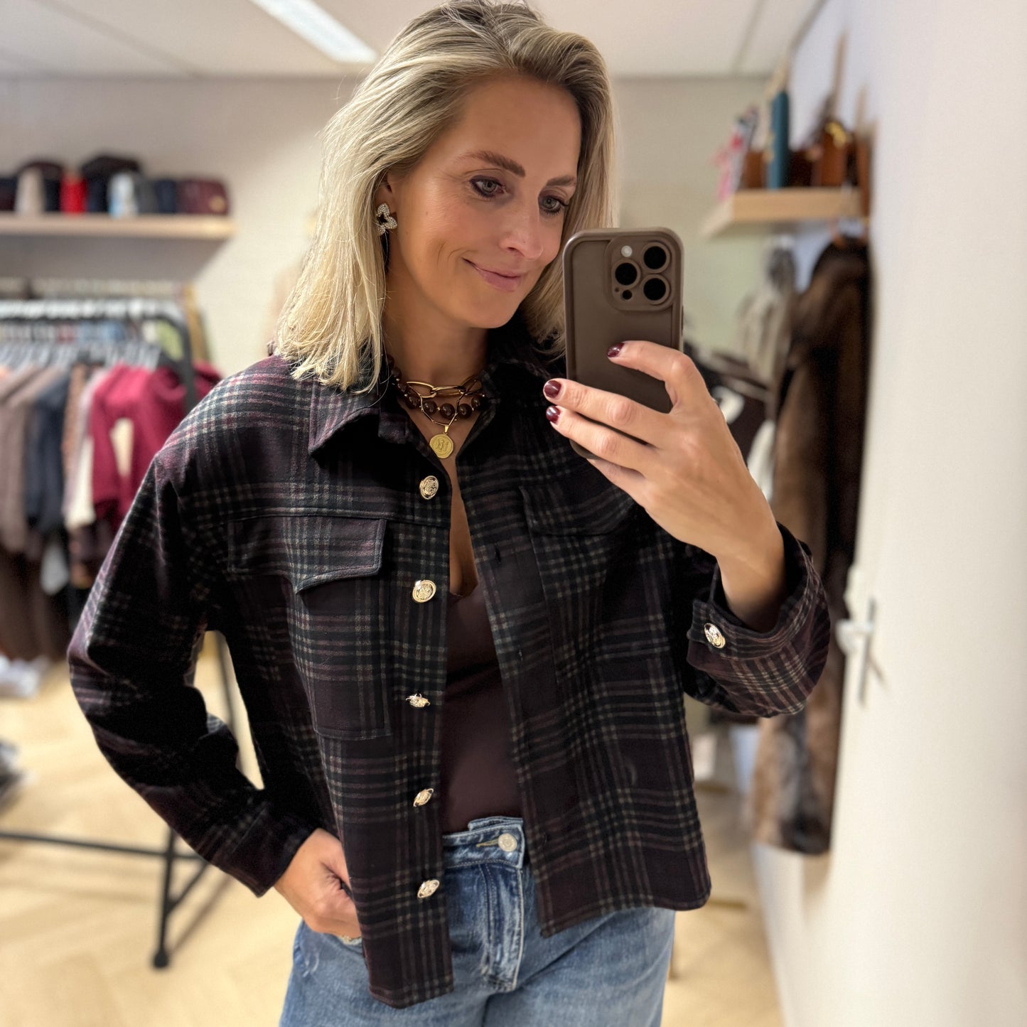 Vest Lieke Ruit Bordeaux