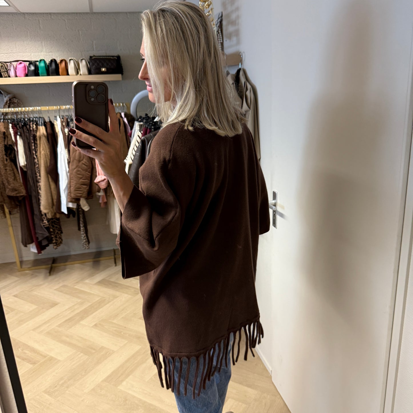 Vest Mara Fringe Donkerbruin