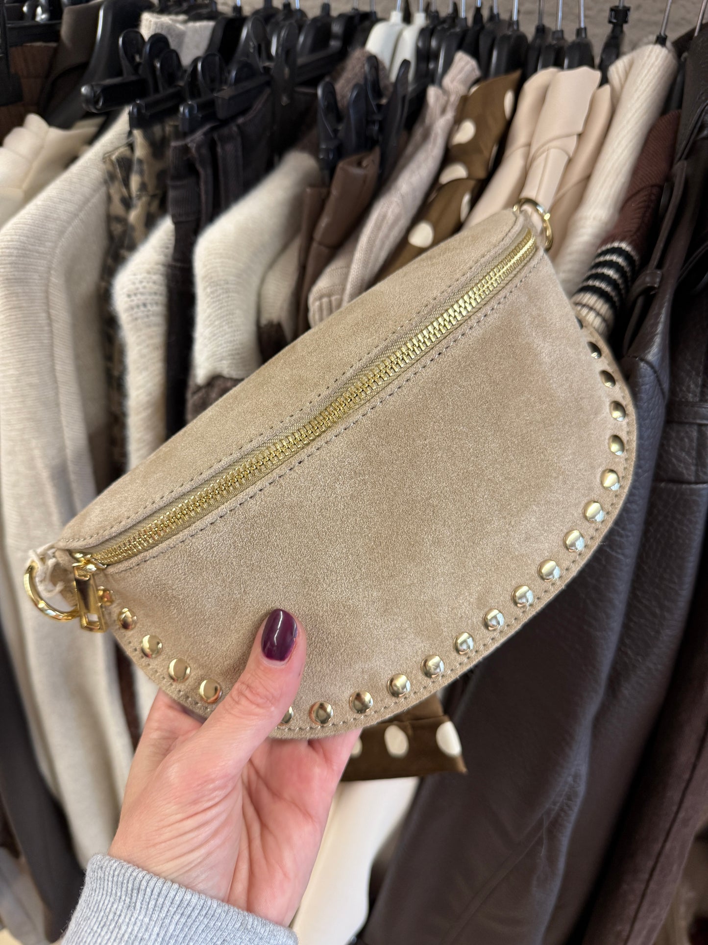 Tas Debby Suède Studs Zand