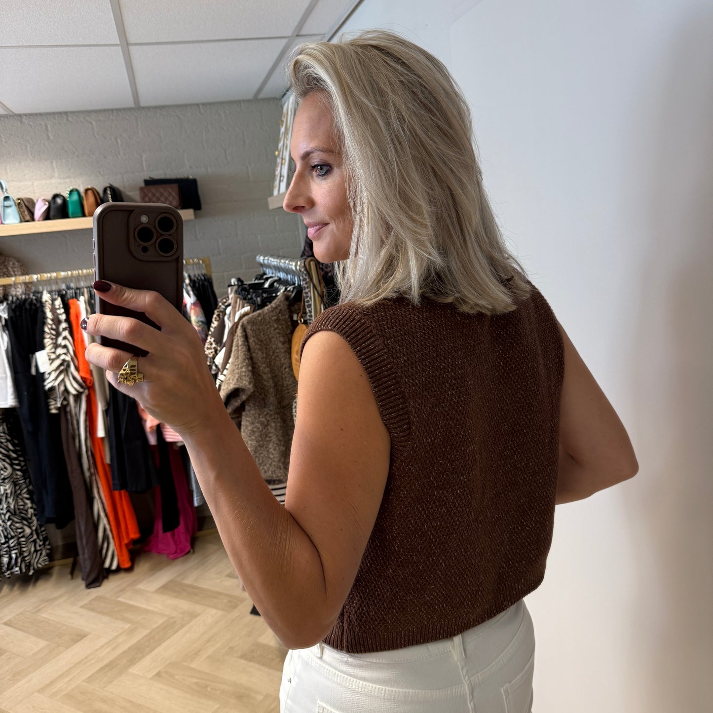 Vest Katoen Vera Schelp Bruin