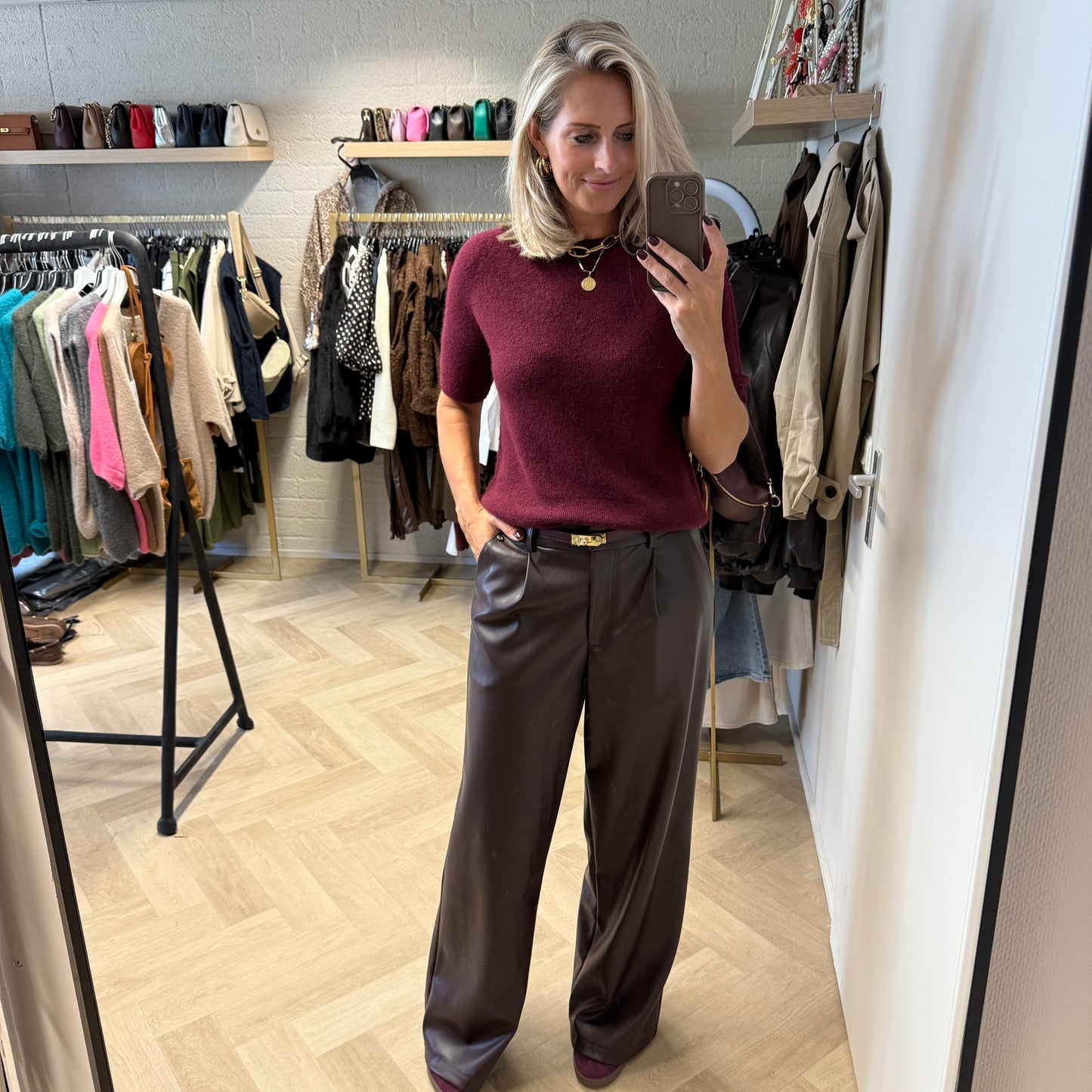 Pantalon Farah Pu Leather Choco Bruin