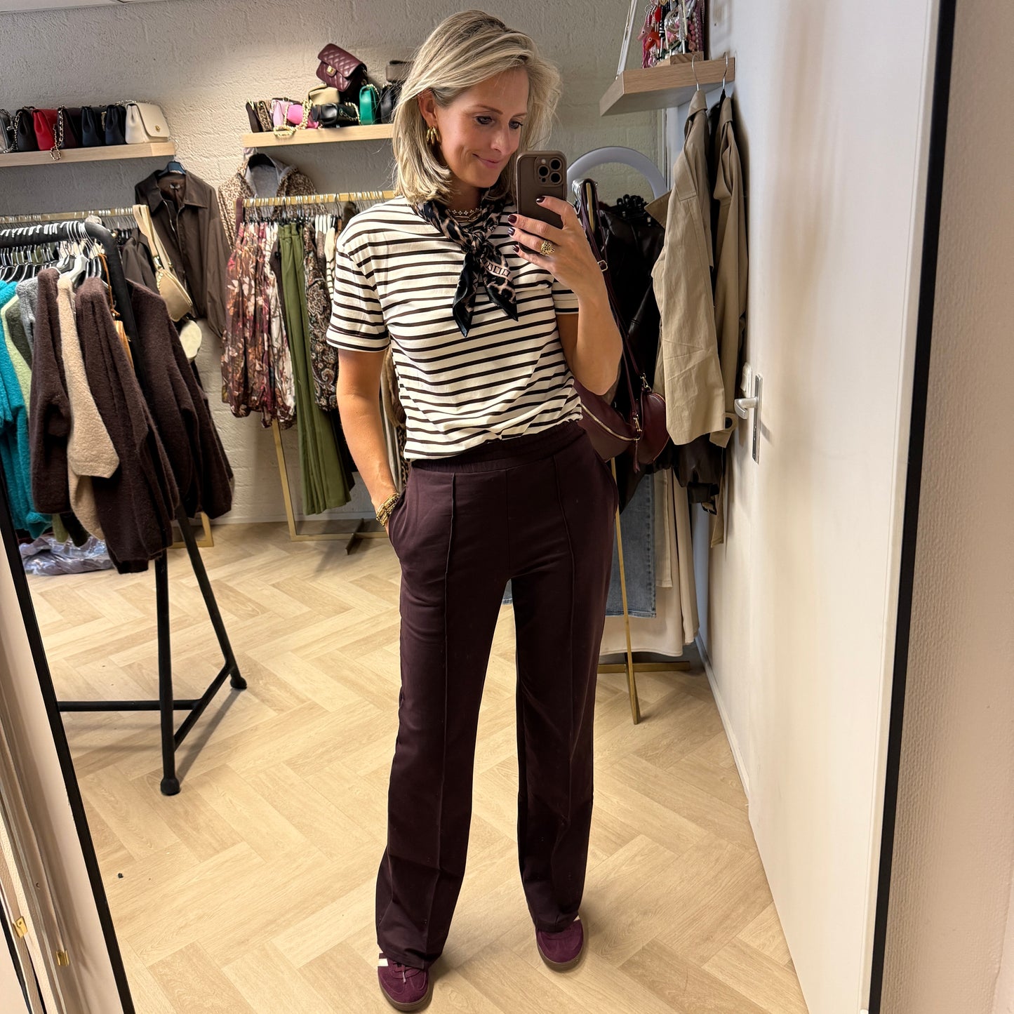 Broek Stephanie Katoen Aubergine