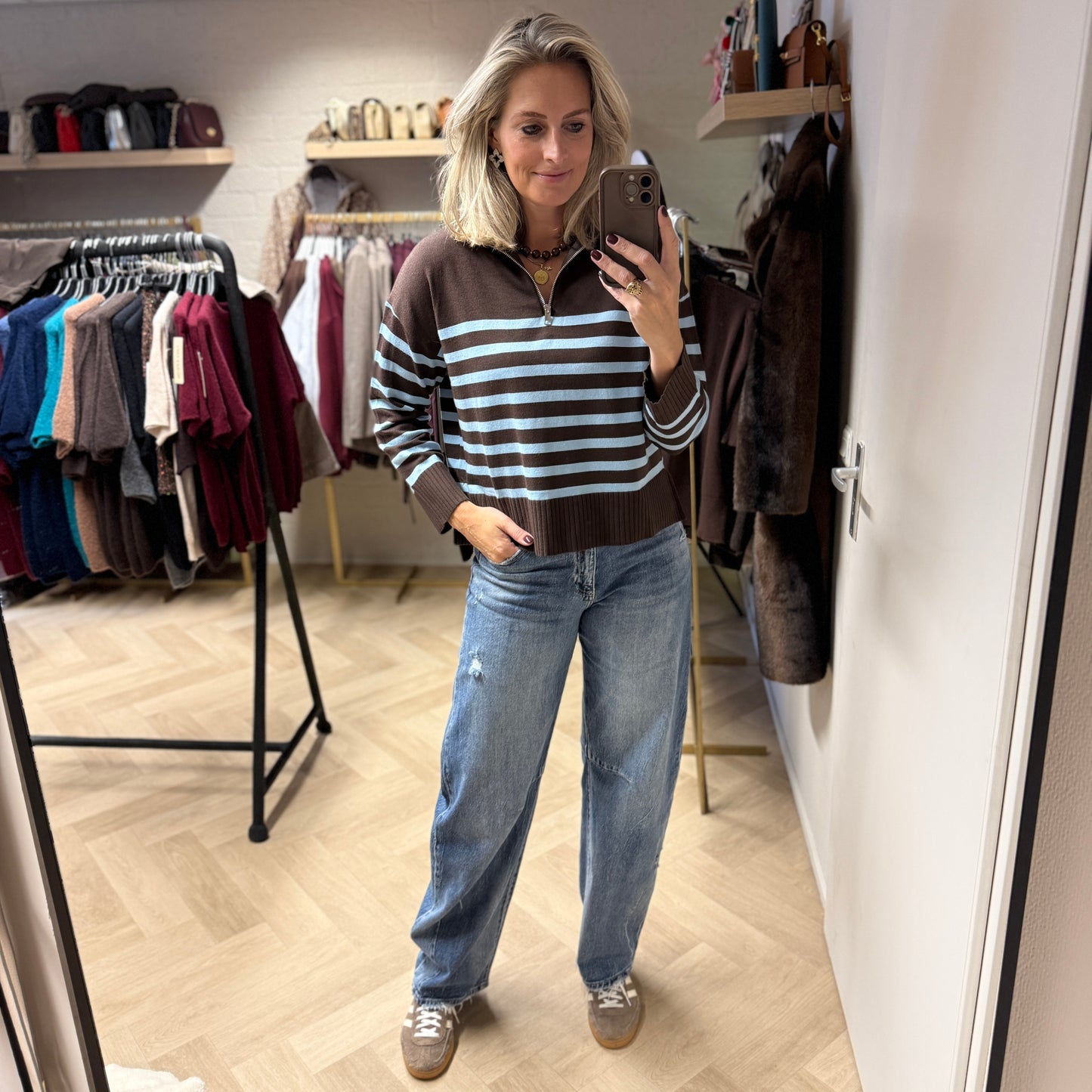 Trui Mary Streep Blauw Bruin