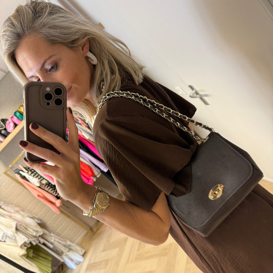Tas Nina Leder Donkerbruin