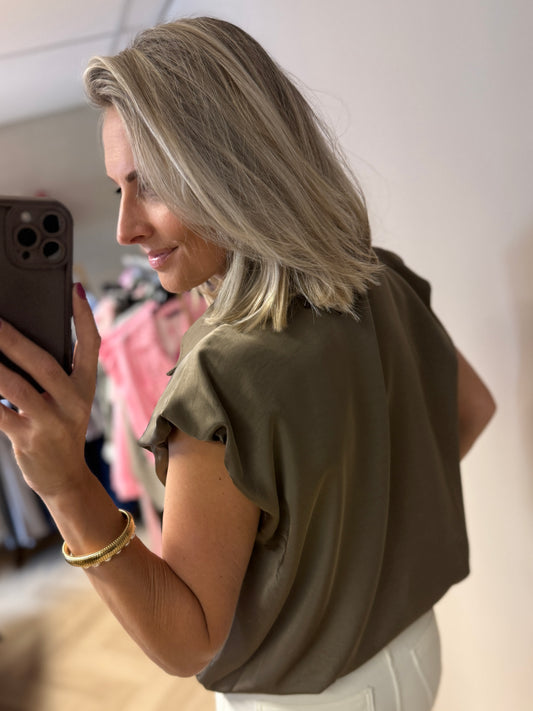 Blouse Nikki Satijn Koord Taupe