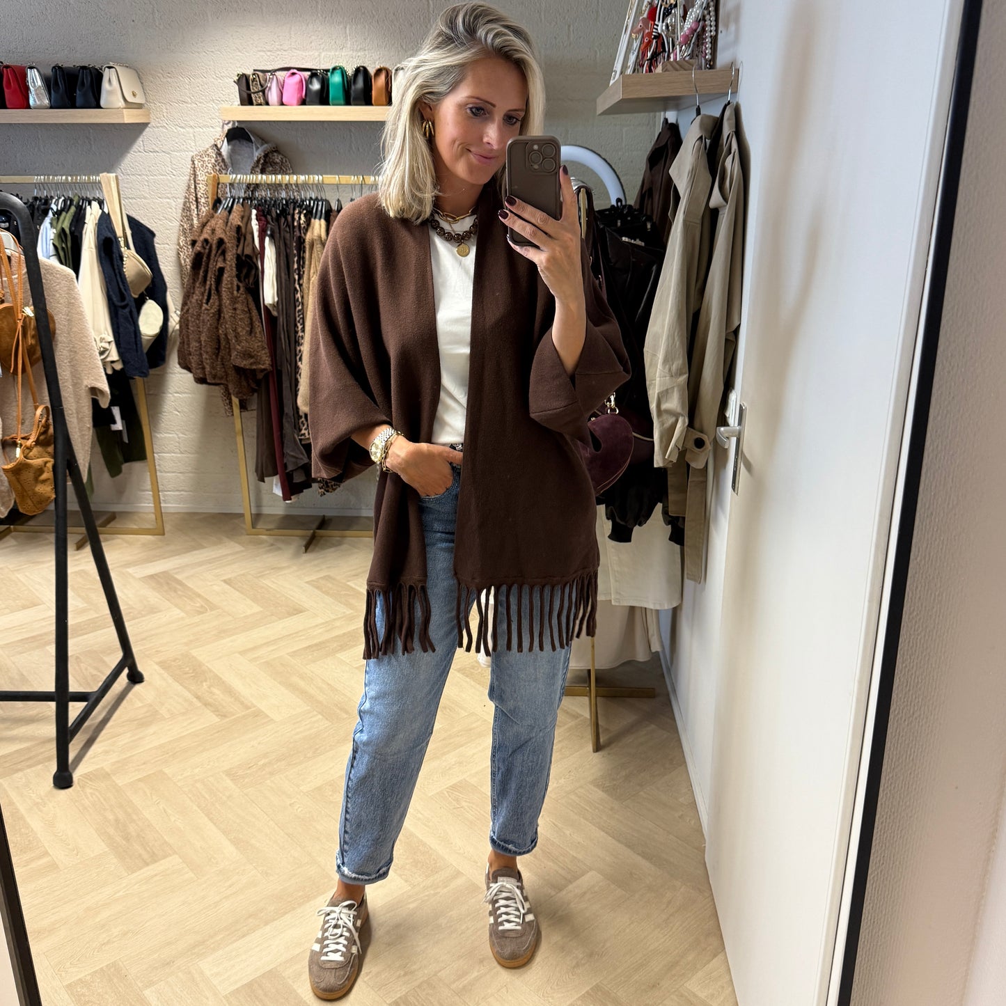 Vest Mara Fringe Donkerbruin