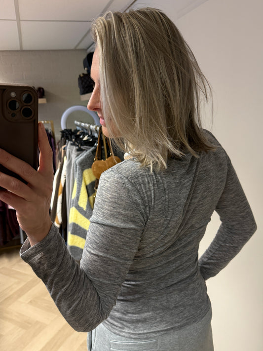 Shirt Katoen Ronde Hals Grijs