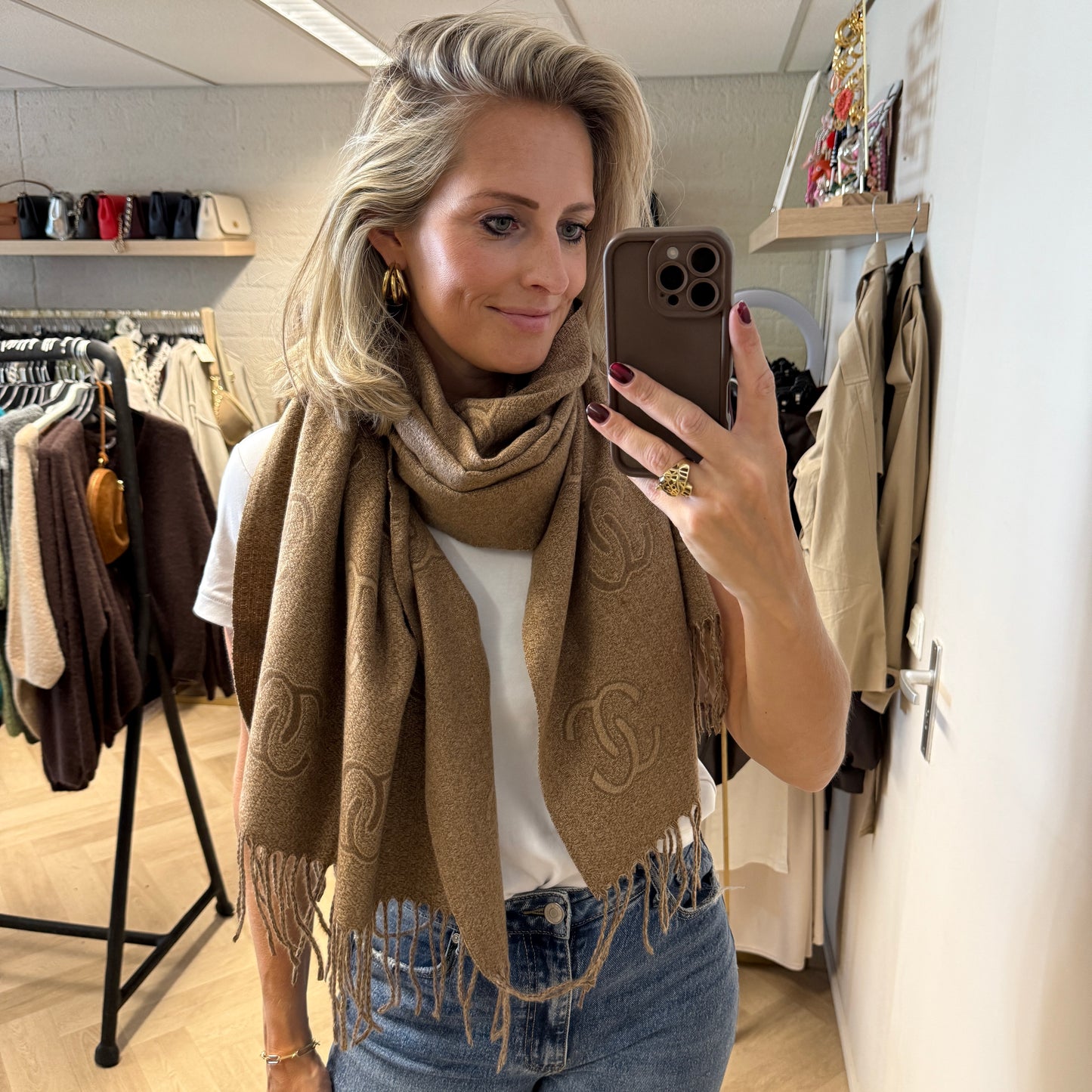 Sjaal Cashmere Cece Bruin