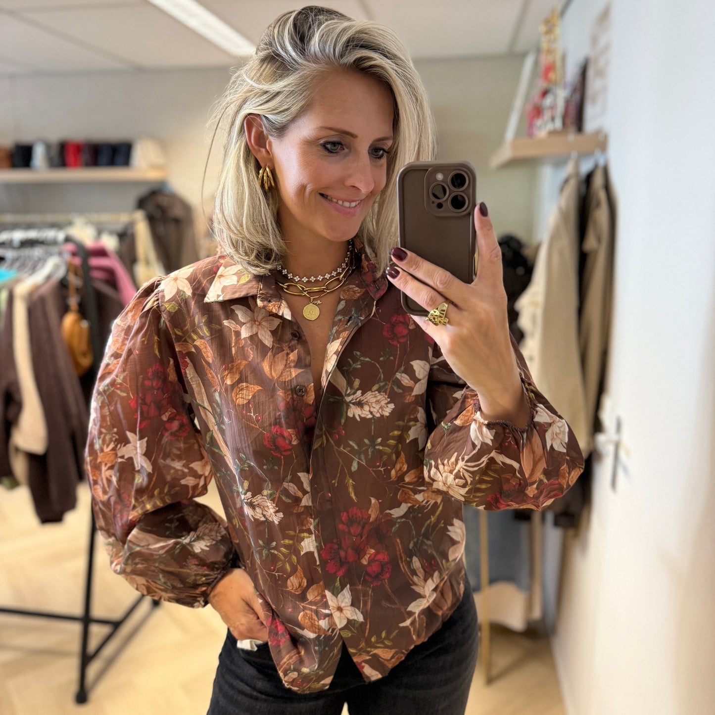 Blouse Georgina Flowers Bruin