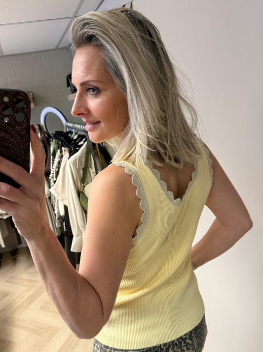 Top Stella Rib Lurex Zachtgeel
