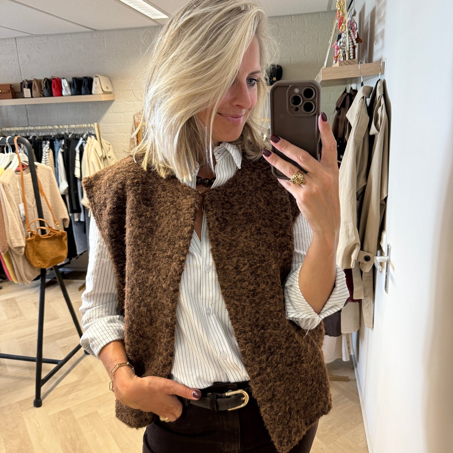 Vest Maxine Furry Choco Bruin