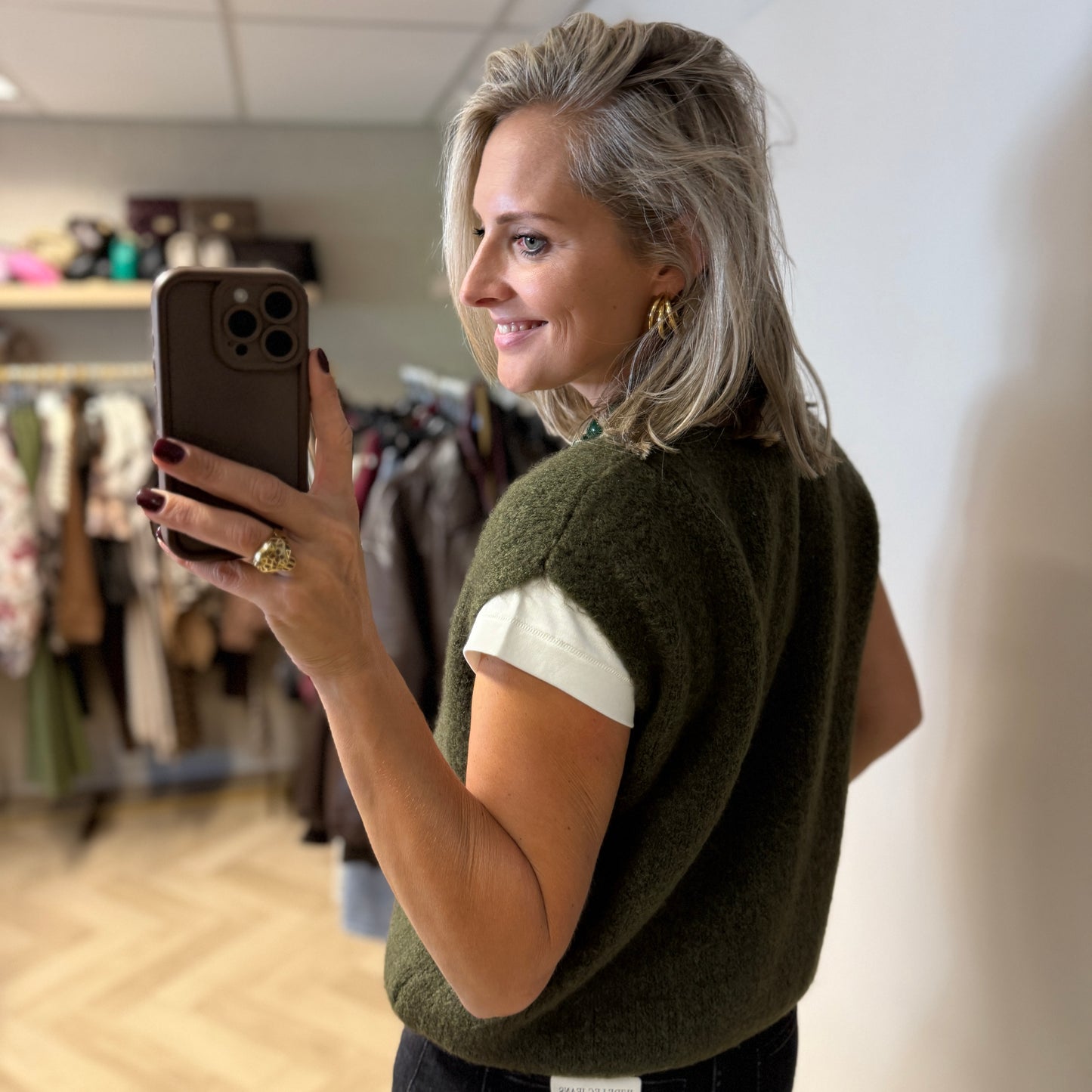 Gilet Claudia Alpaca Armygroen