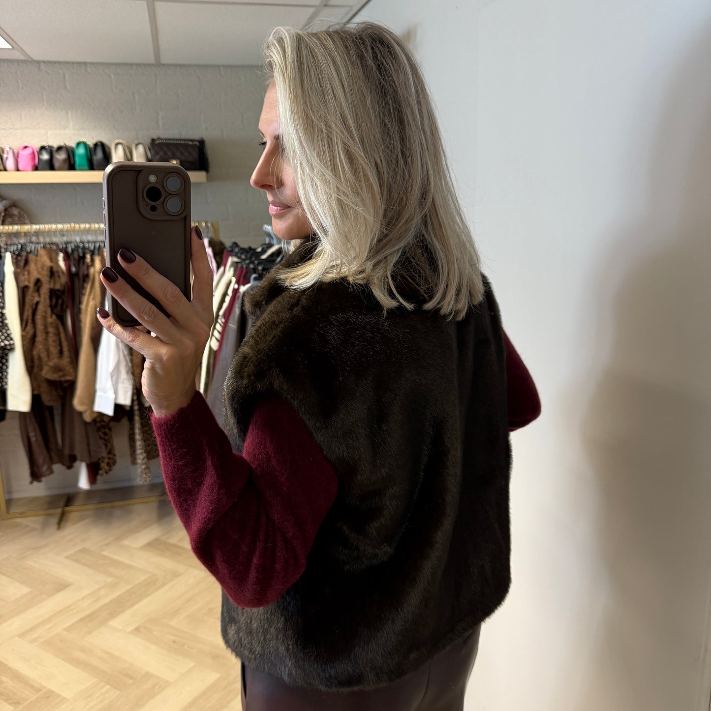 Vest Beau Faux Fur Coffee