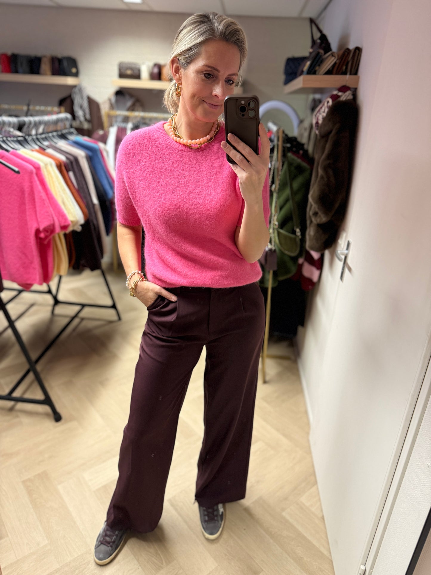 Trui Claudia Korte Mouw Alpaca Roze