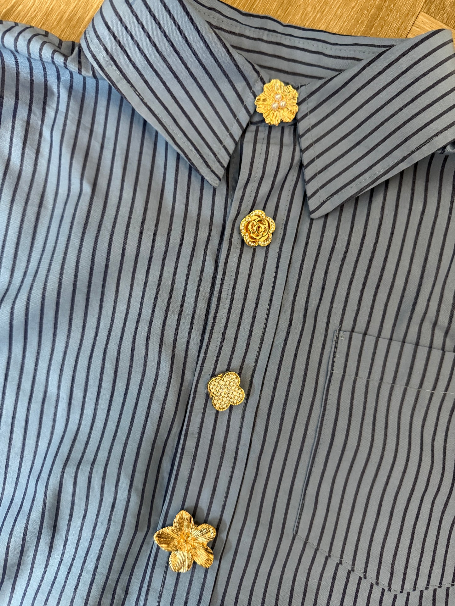 Button Cover Set Flower Parel Goud
