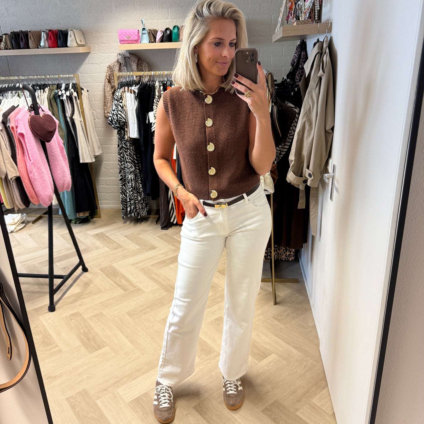 Vest Katoen Vera Schelp Bruin