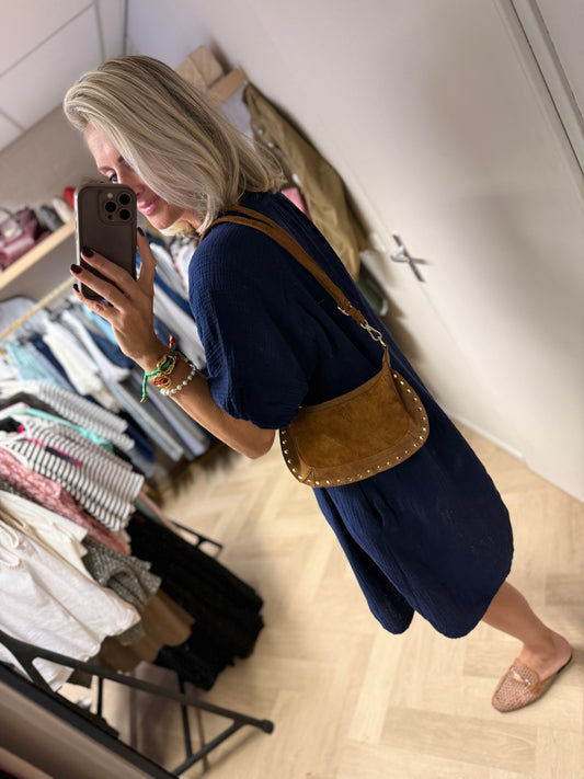 Jurk Mousseline V-hals Navy