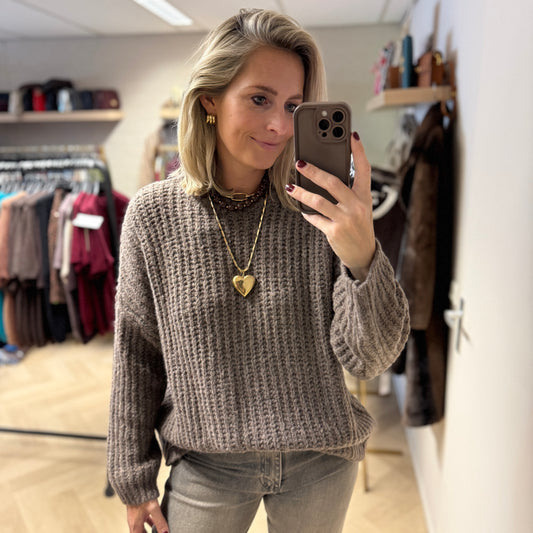 Trui Jet Grof Gebreid Taupe