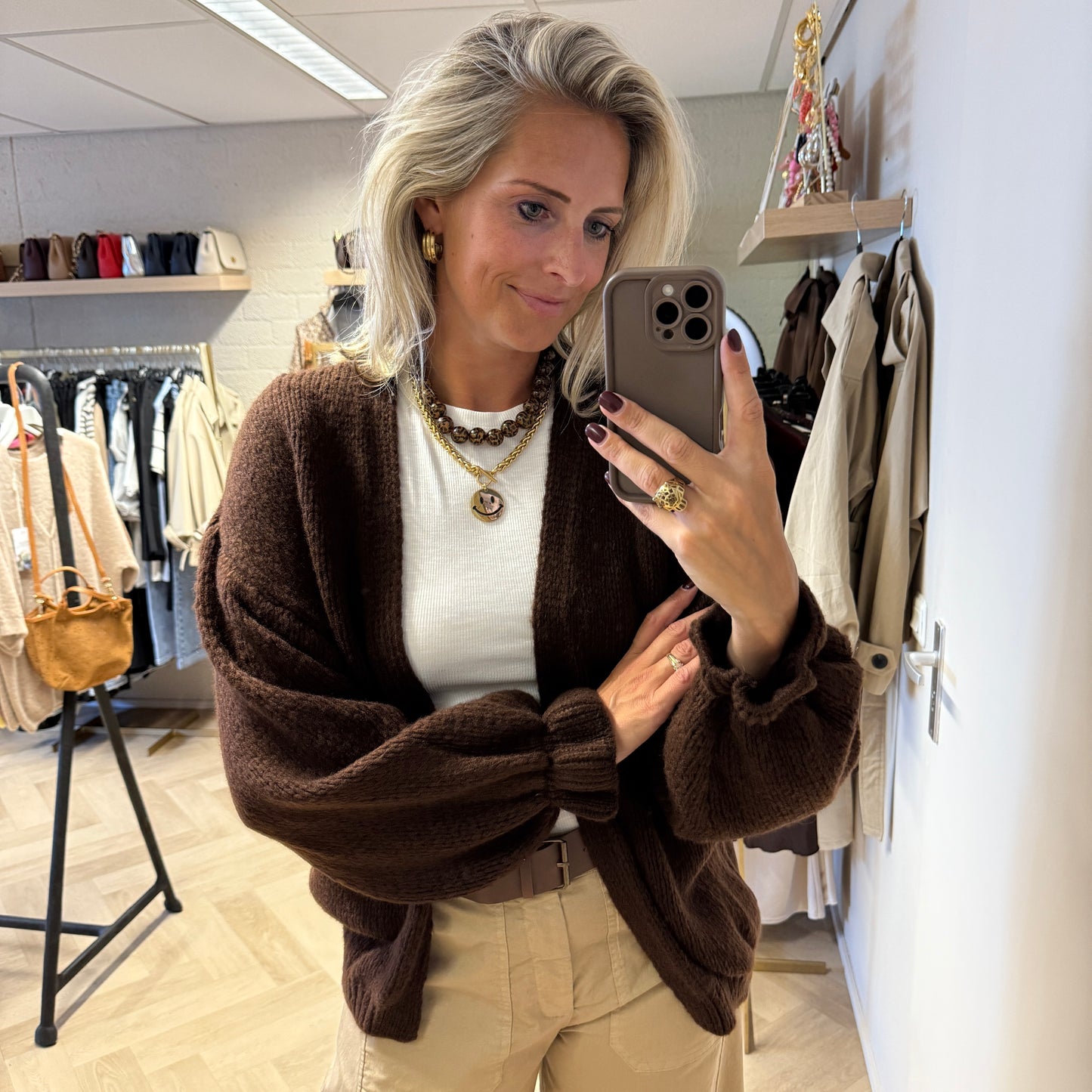 Vest Marcia Acryl Donkerbruin