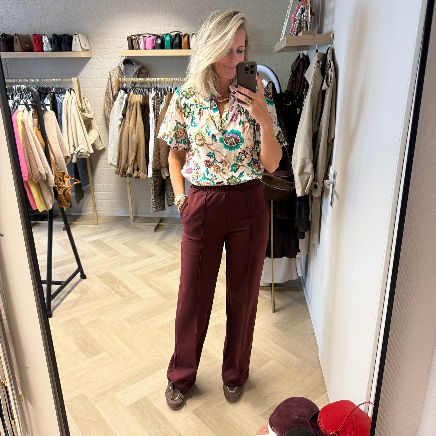 Broek Stephanie Katoen Burgundy