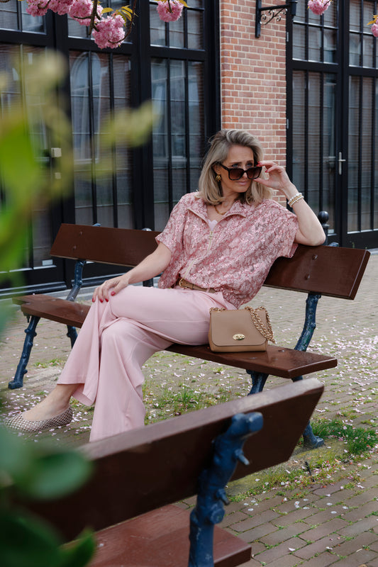 Vest Joline Kant Paillet Roze