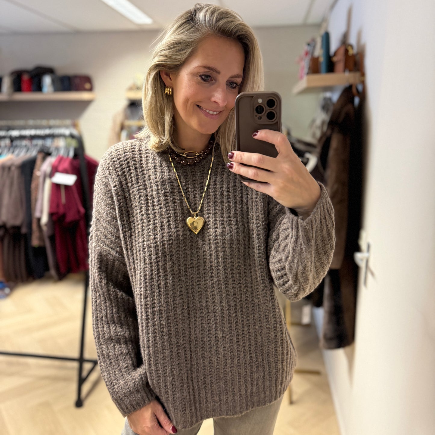 Trui Jet Grof Gebreid Taupe