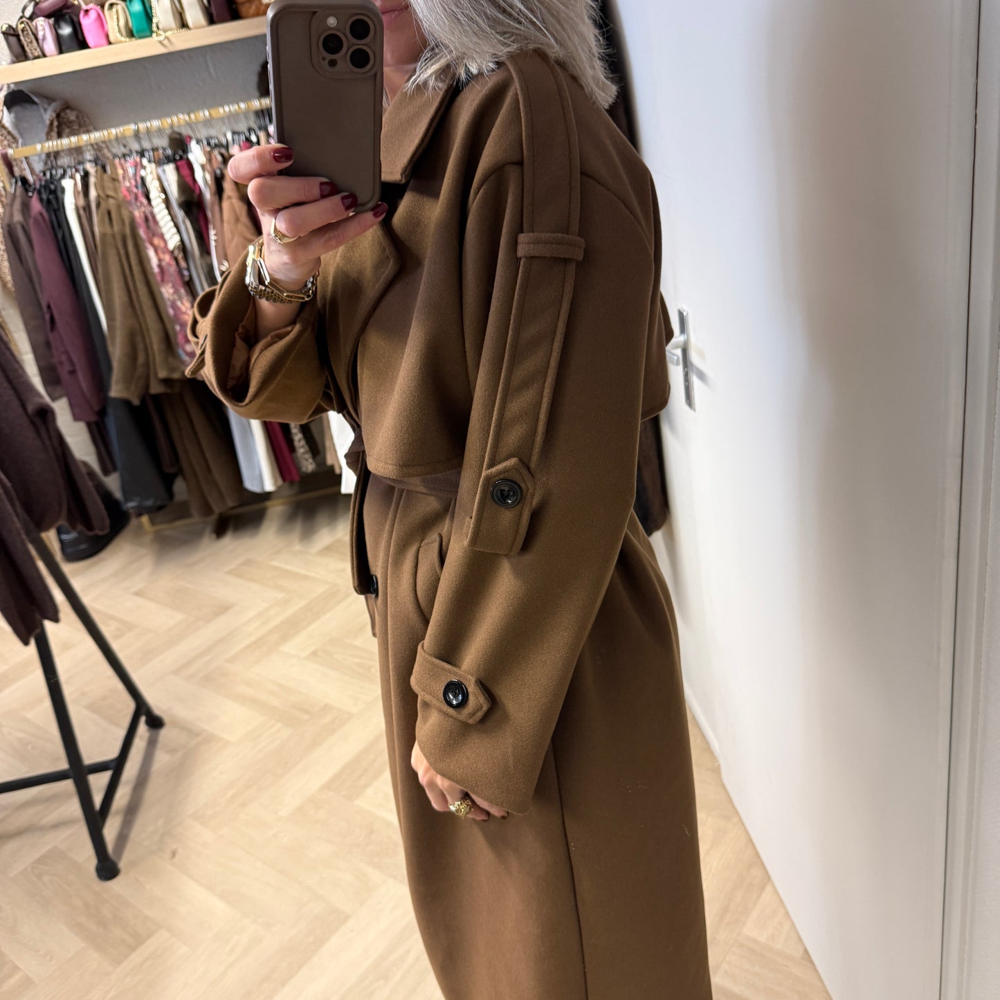 Jas Maan Epauletten Trenchcoat Bruin