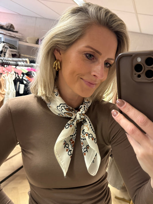 Sjaal Silka Bandana Bruin Wit