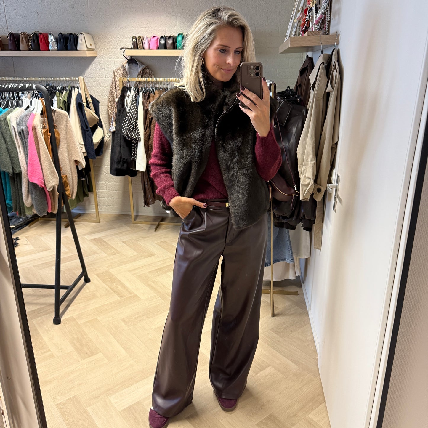 Vest Beau Faux Fur Coffee