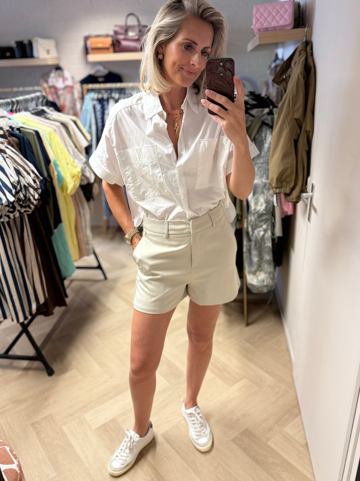Blouse Els Oversized Cropped Wit