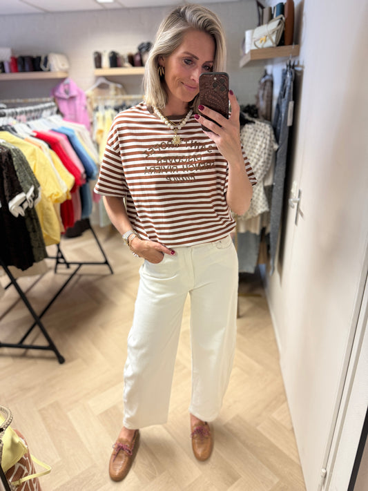 Shirt Saint Tropez Streep Bruin Crème