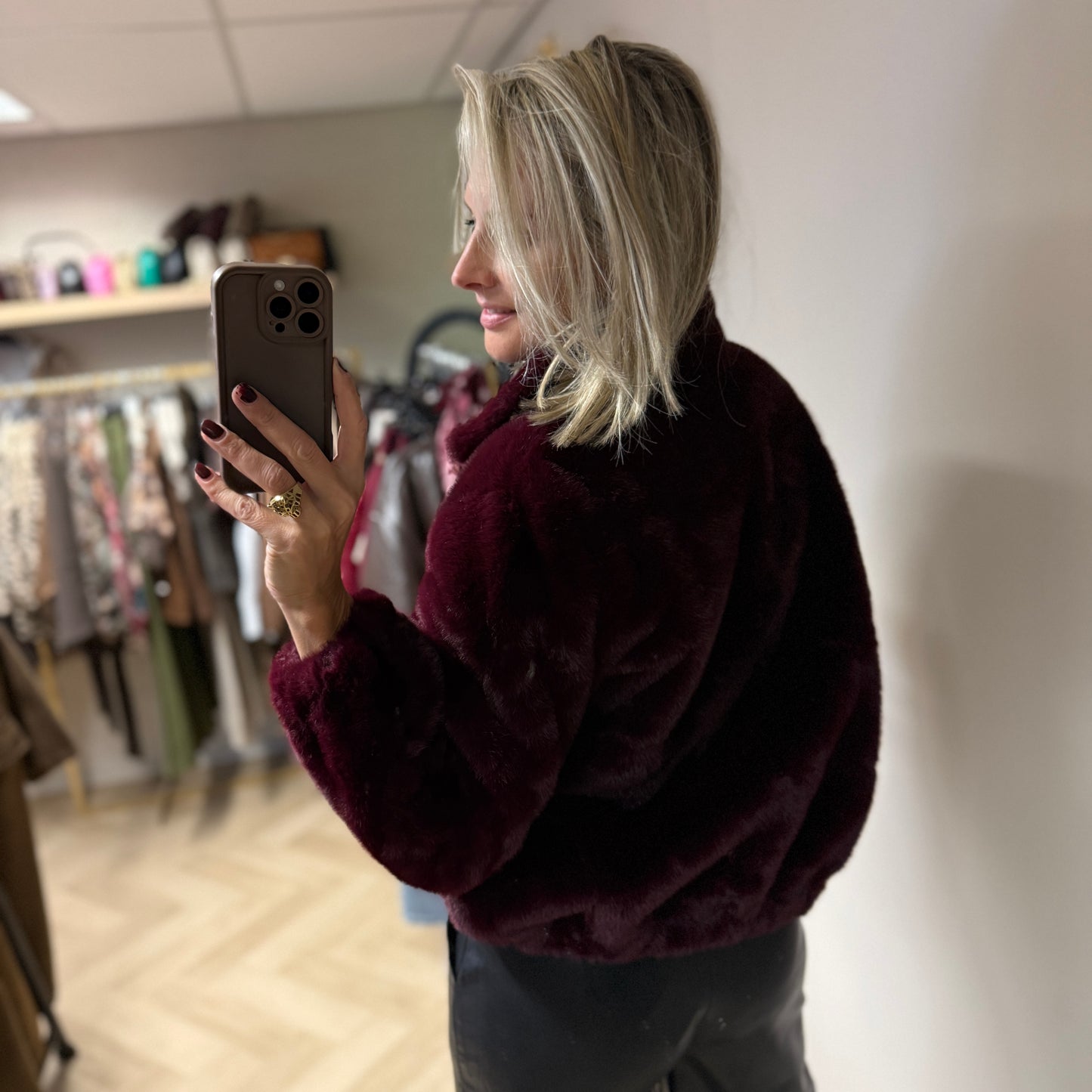Jack Esmee Faux Fur Burgundy