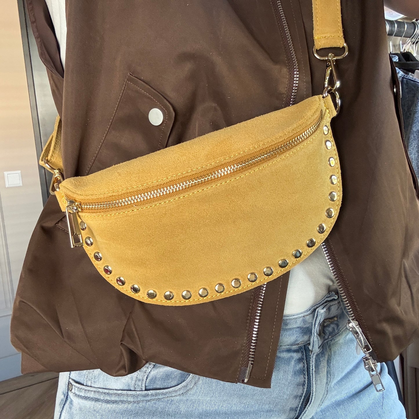Tas Debby Suède Studs Butteryellow