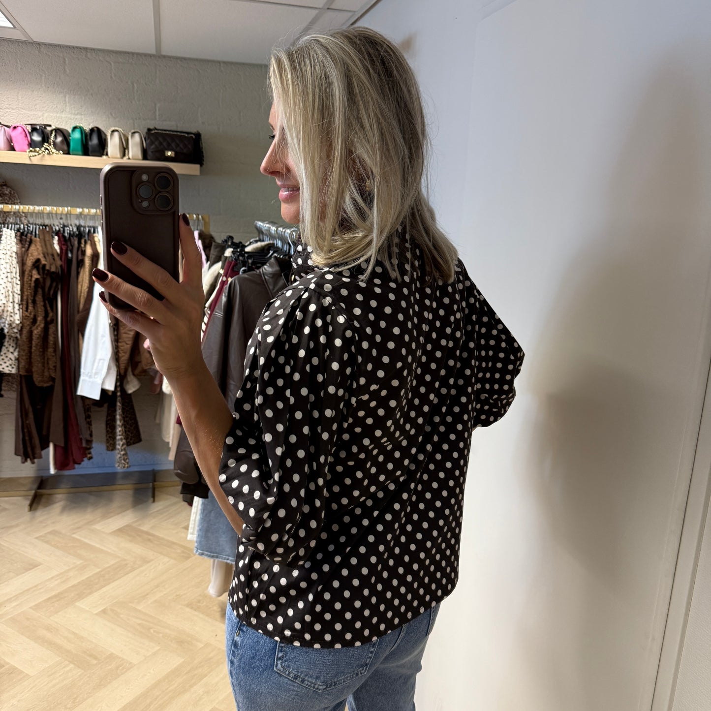 Blouse Evi Polkadot Bruin