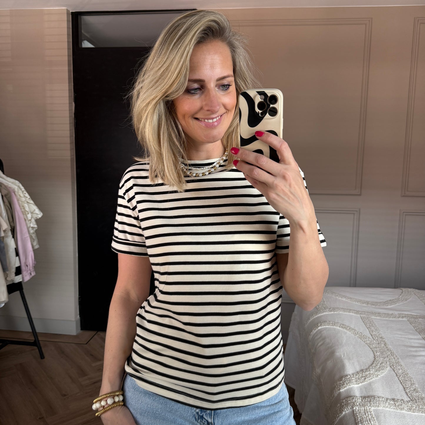 T-shirt Emma Katoen Streep Navy