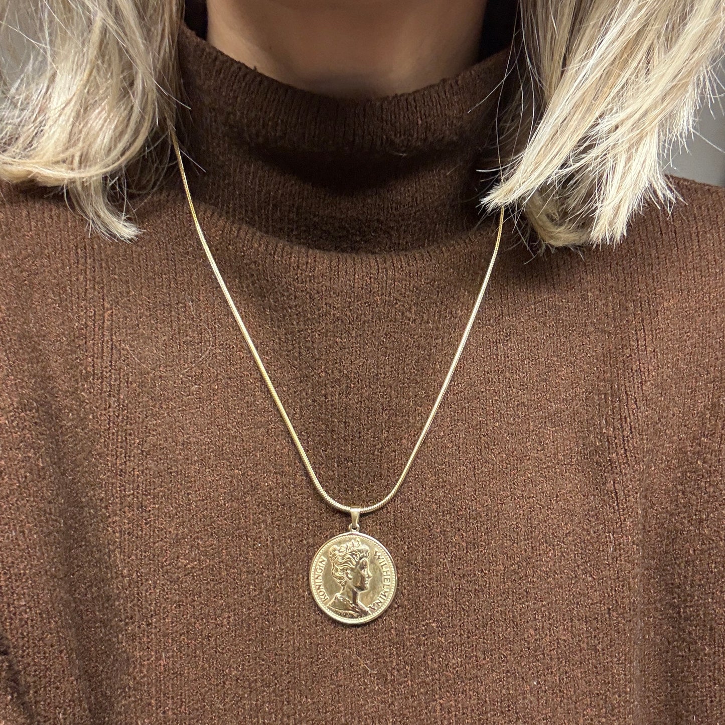 Ketting Nina Vijf Gulden Munt Goud Lang