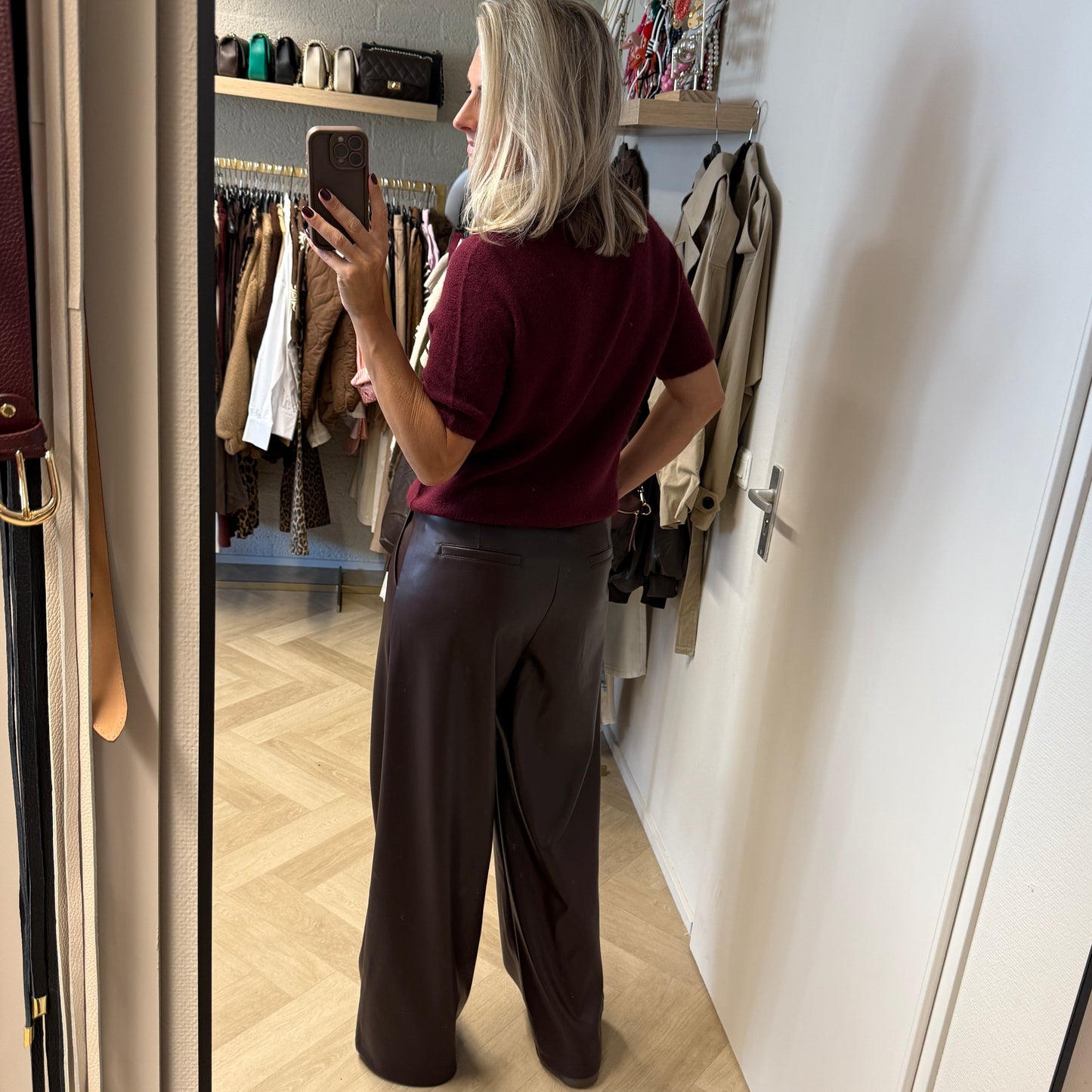 Pantalon Farah Pu Leather Choco Bruin