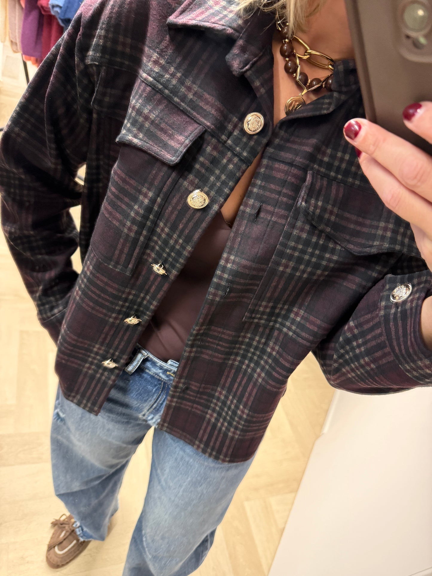Vest Lieke Ruit Bordeaux