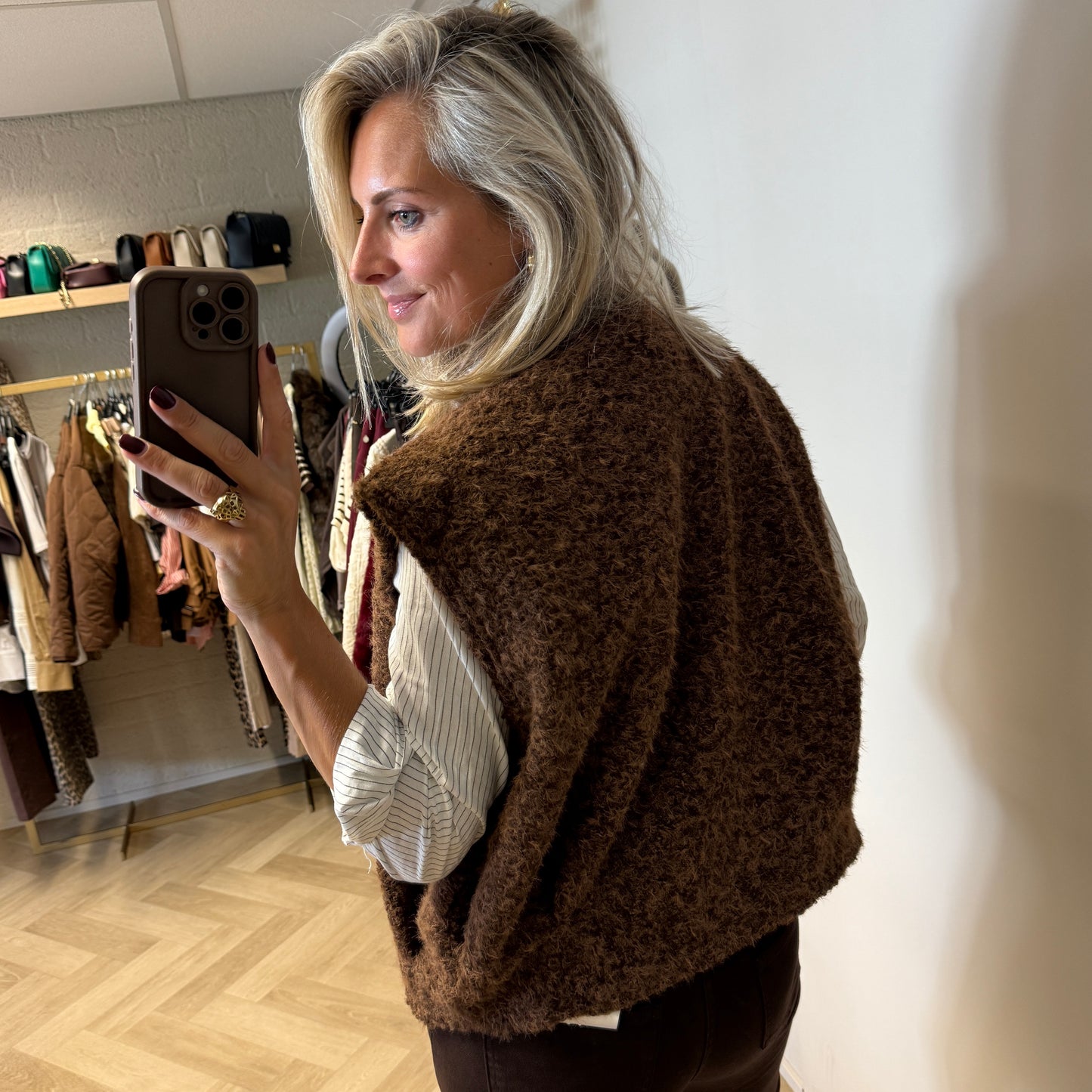 Vest Maxine Furry Choco Bruin