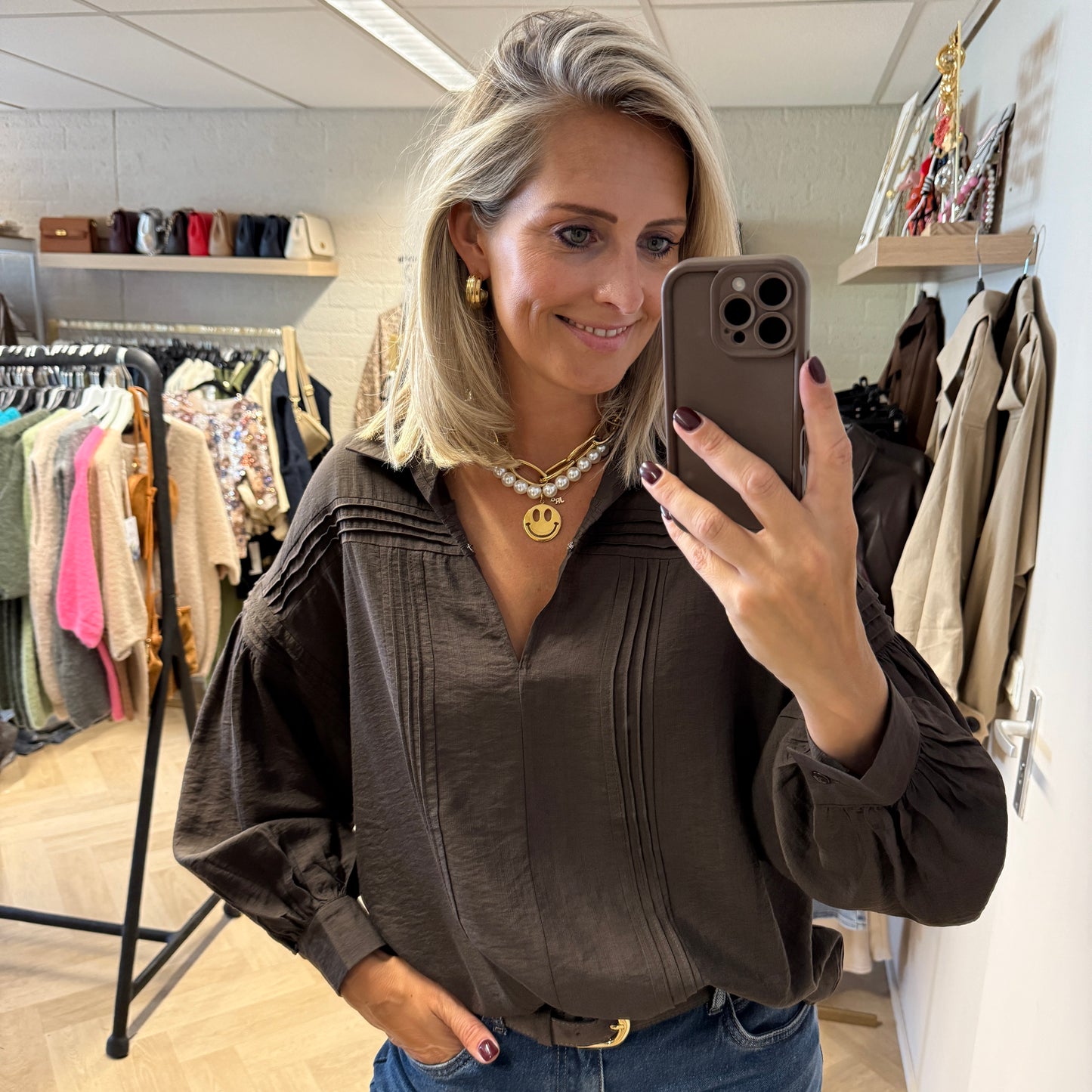 Blouse Stella Viscose Donkerbruin