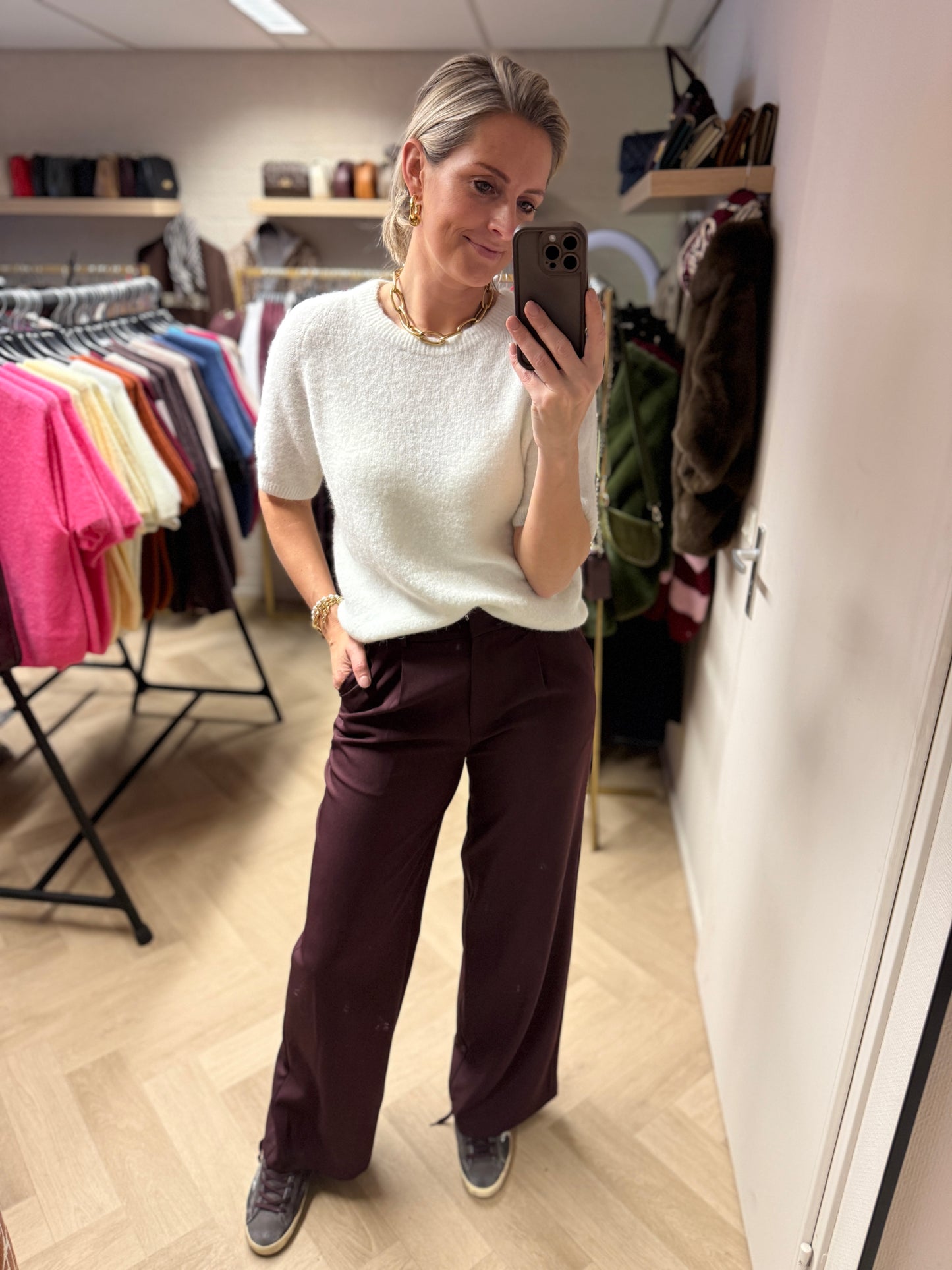 Trui Claudia Korte Mouw Alpaca Wit