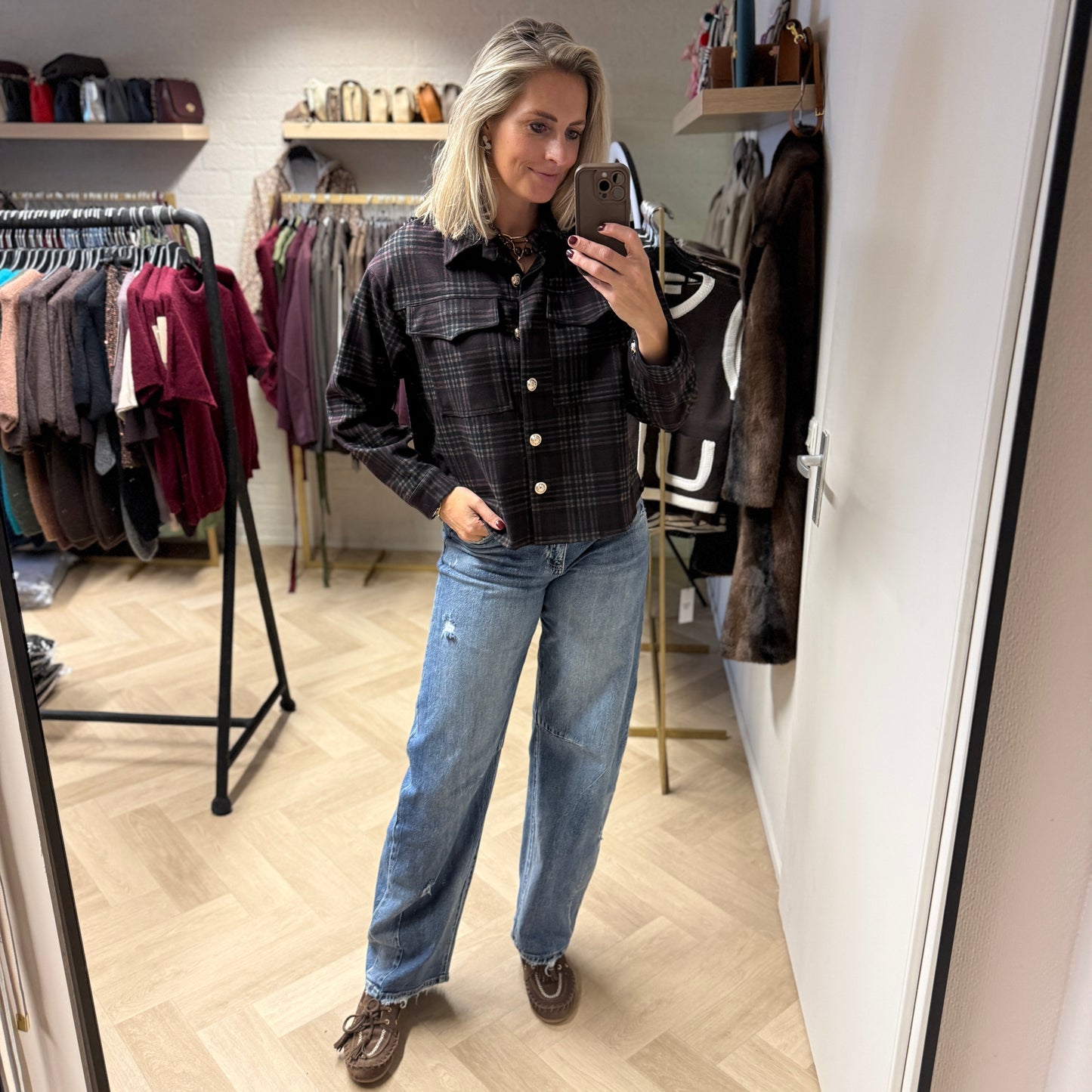 Vest Lieke Ruit Bordeaux