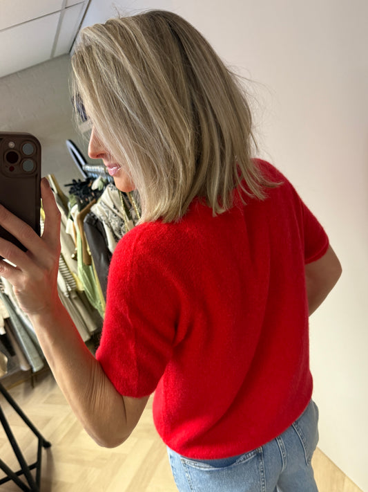 Trui Claudia Korte Mouw Alpaca Rood