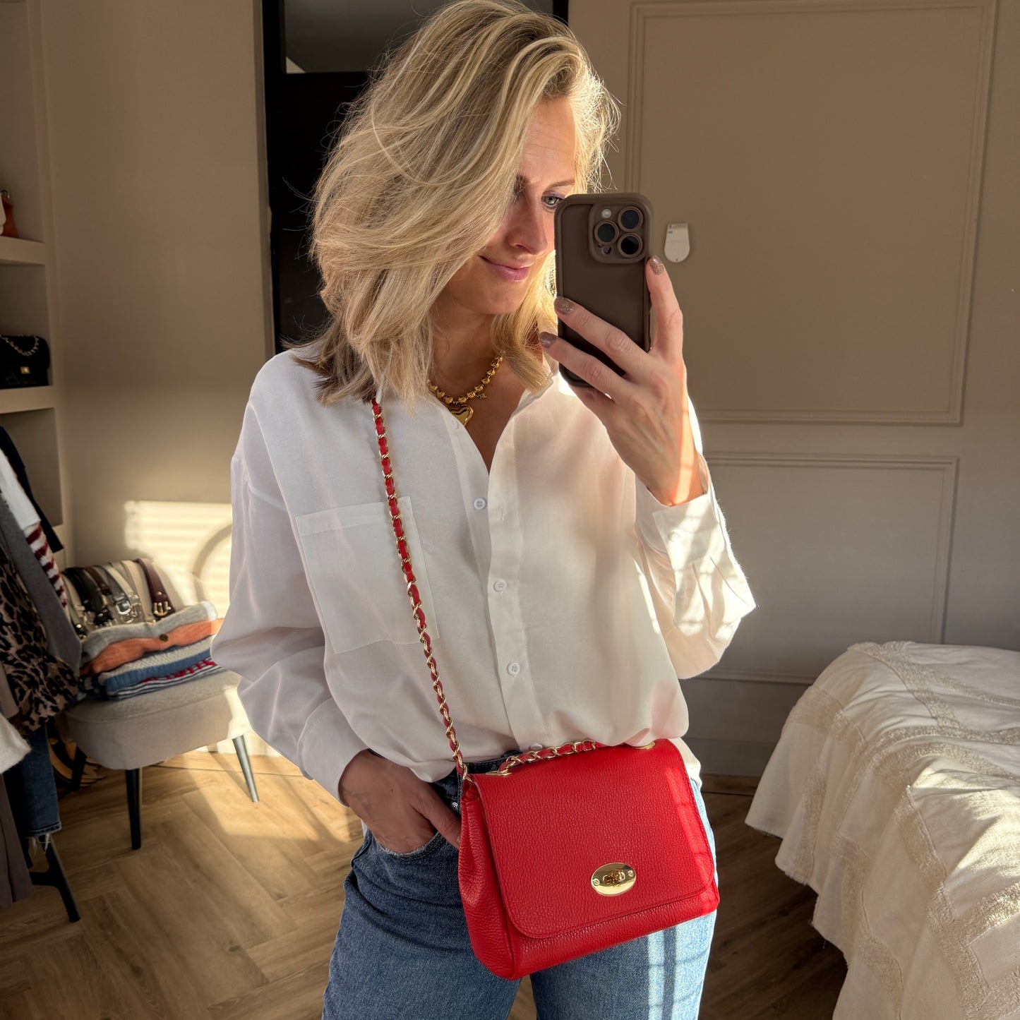 Tas Nina Leder Rood