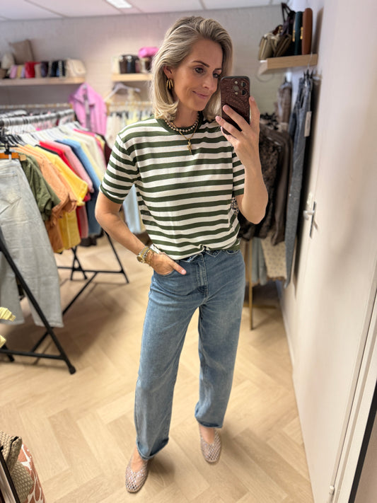 Trui Molly Streep Groen Wit