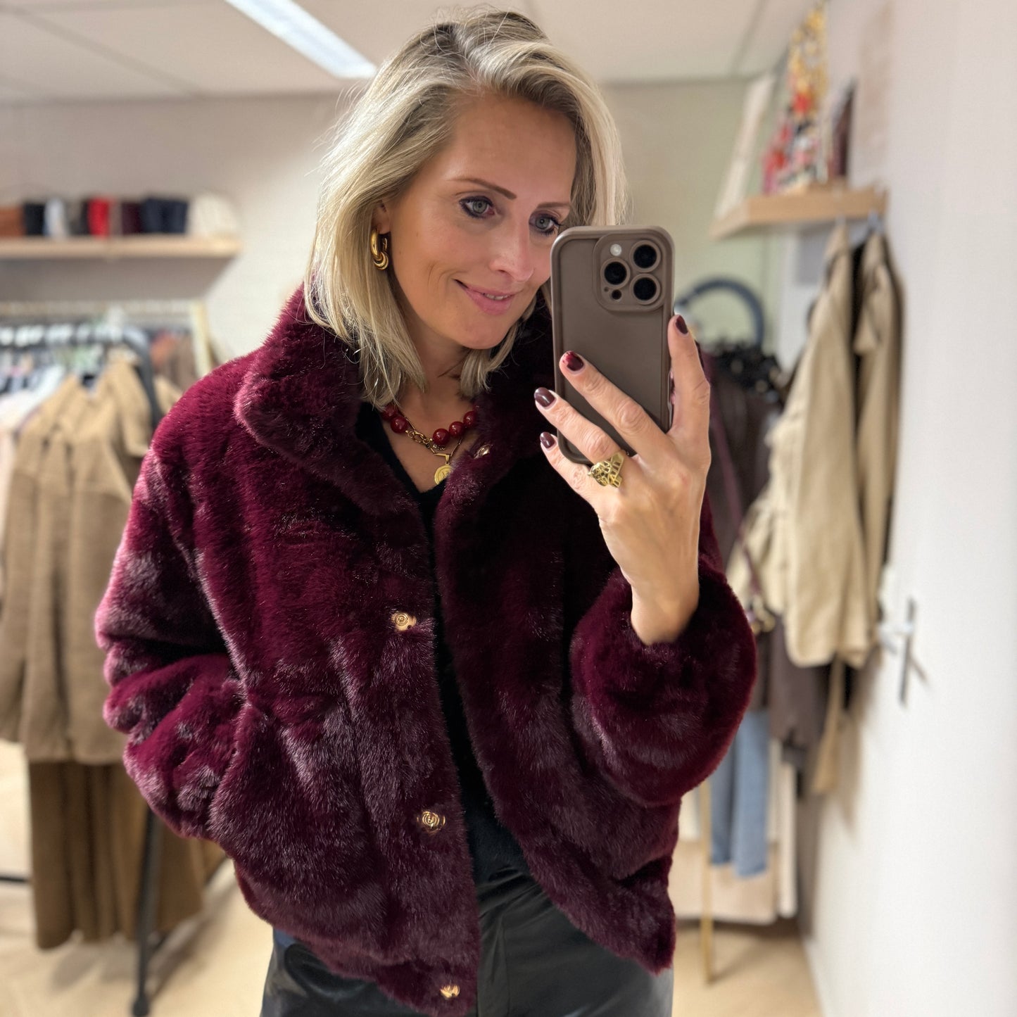 Jack Esmee Faux Fur Burgundy